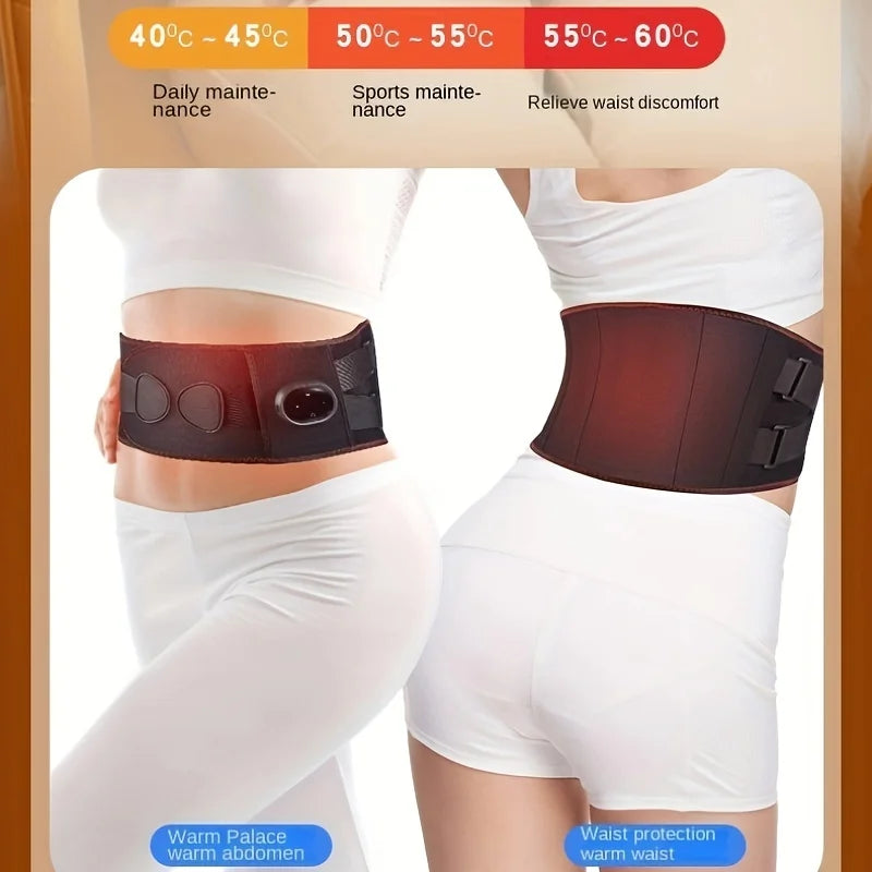 1 Three-Level Heating and Three-Level Massage Belt for Back Pain Relief and Waist Protection, Graphene Cordless Heating Belt for Abdominal and Waist Massage, Heated Belt Gift for Men and Women (Without Mugwort Patches)